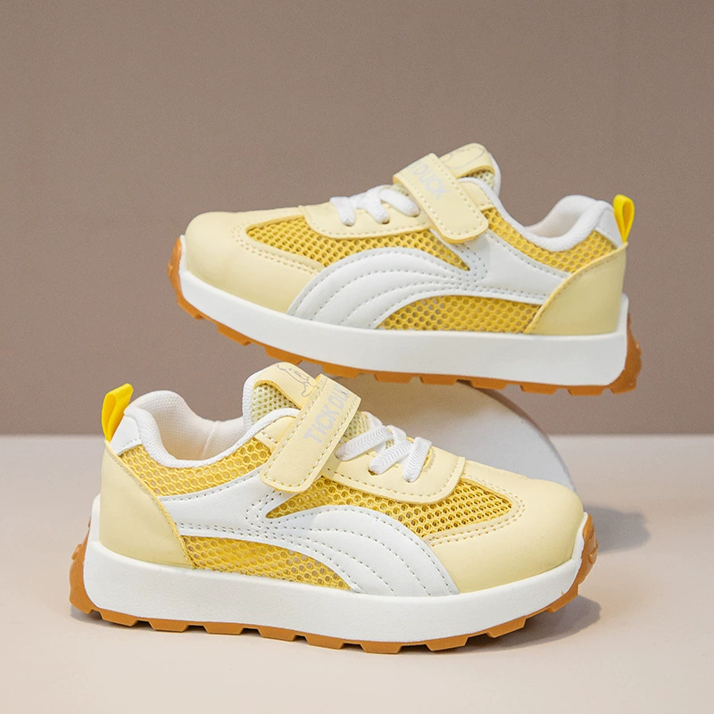 Children's sports shoes mesh breathable 2025 spring and autumn new student campus casual mesh Velcro Forrest shoes