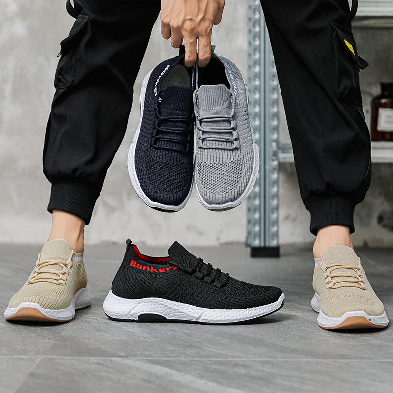 Zapatos para hombres de comercio exterior transfronterizo otoño nuevo ocio versátil tejido volador zapatos deportivos transpirables para hombres etiquetado procesamiento zapatos personalizados