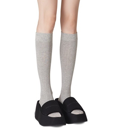 Jk Pressure Slimming Look Spring & Fall Gray Calf Socks for Women Thin Matchinging Small Leather Shoes Socks Autumn and Winter Slimming Look Long Socks