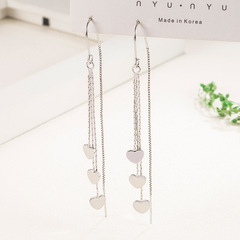 Personalized Simple Heart-shaped Earrings with Tassel, Fashionable and Unique Earrings for Women
