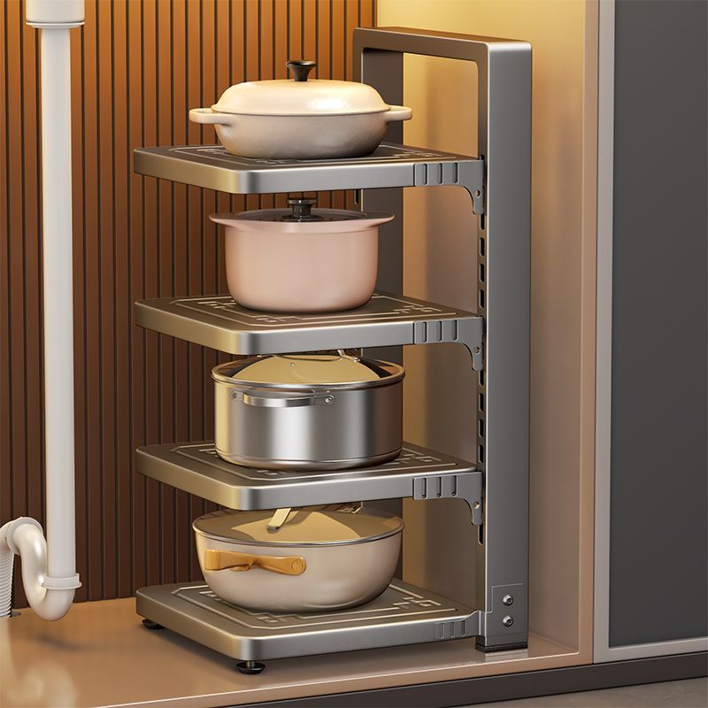 Household Pot Rack Kitchen Storage Rack Pot Storage under Sink Multi-Functional Cabinet Storage Rack Pot Layered Shelf