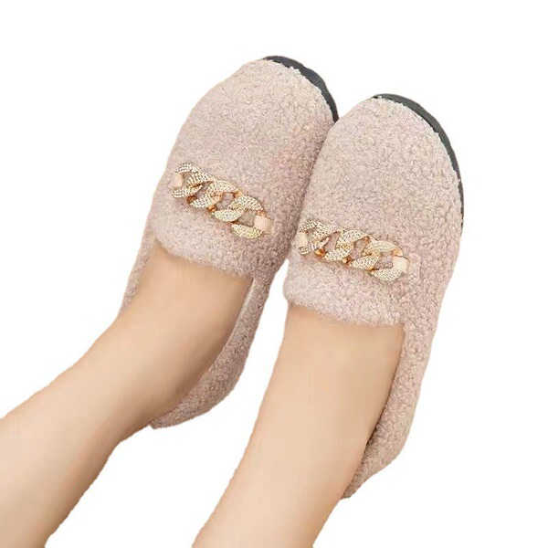 Winter new bean shoe hair hair shoe wears flat bottom plus velvet…