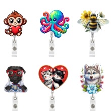 高颜值动物易拉扣挂绳可拉伸扣高回弹伸缩扣夹防丢伸缩扣卡通收缩