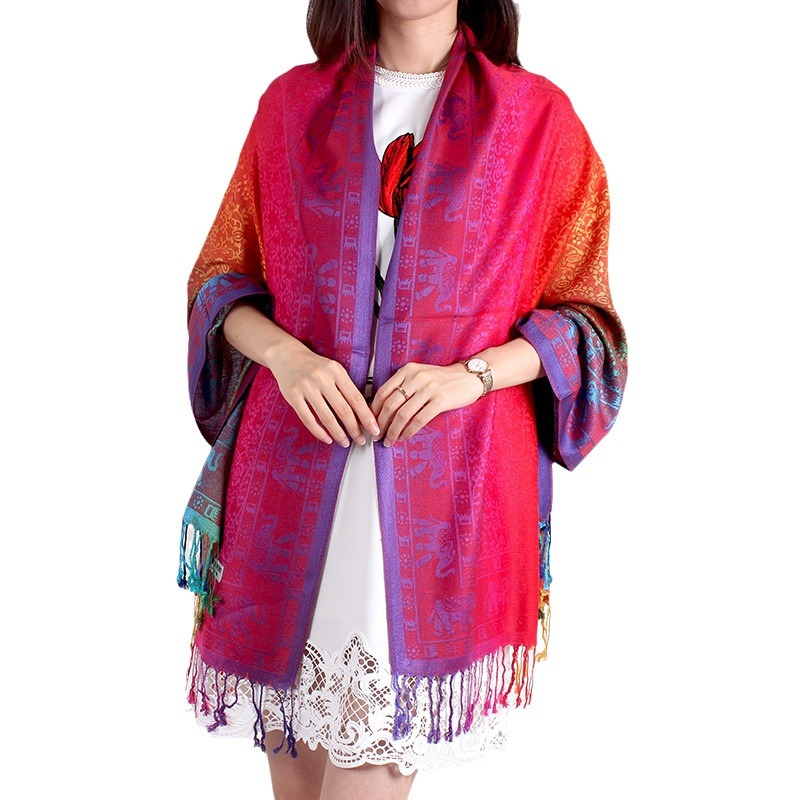 Cachecol de algodão colorido para mulher estampa de elefante_voghion.com