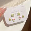 Summer ceramics, earrings, set, fresh cute fruit sophisticated universal silver needle, flowered, wholesale