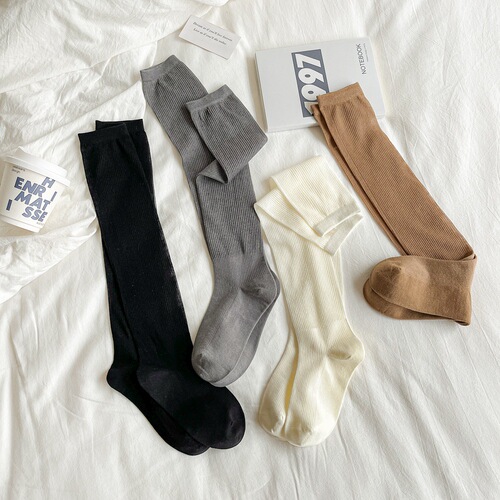 Socks women's calf socks pile socks mesh summer thin breathable JK women's socks long solid color high-end socks