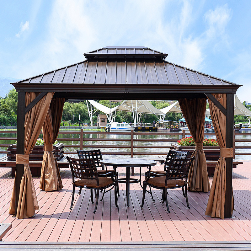 Gazebo Outdoor Courtyard Villa Garden Courtyard Sunshade and Rainproof Galvanized Shed Farmhouse Outdoor Leisure Four-Corner Gazebo