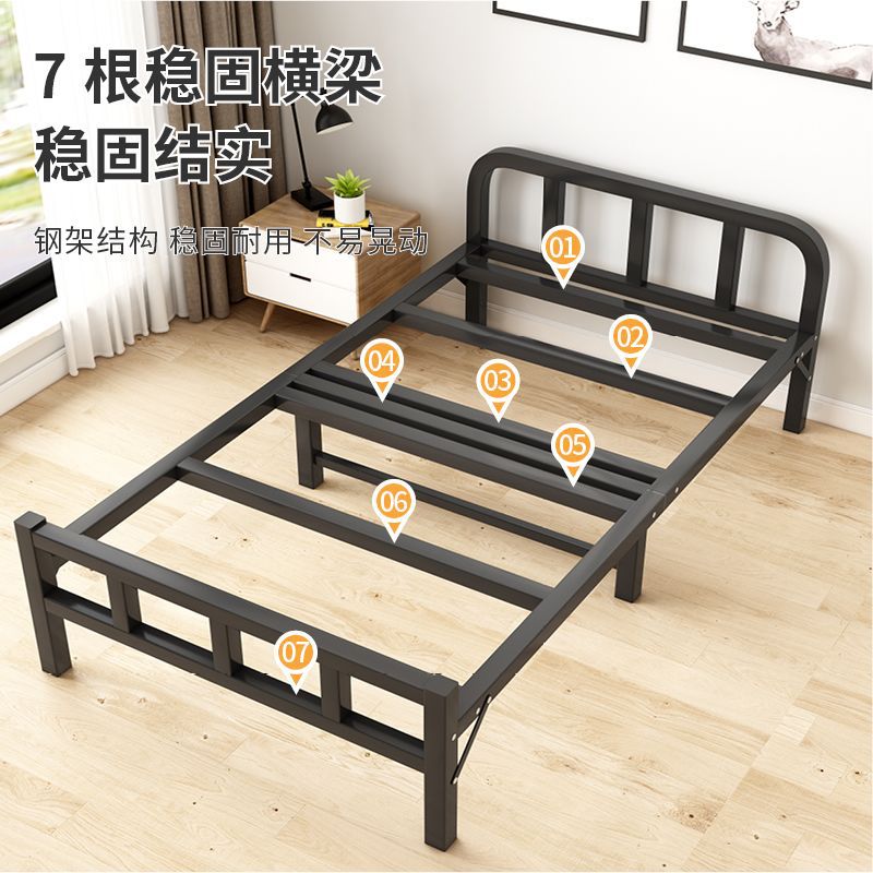 Folding Single Bed for Home Use, Rental Room, Hard Board Bed, Adult Dormitory Simple Bed, Portable Iron Bed, Companion Bed, Extra Bed