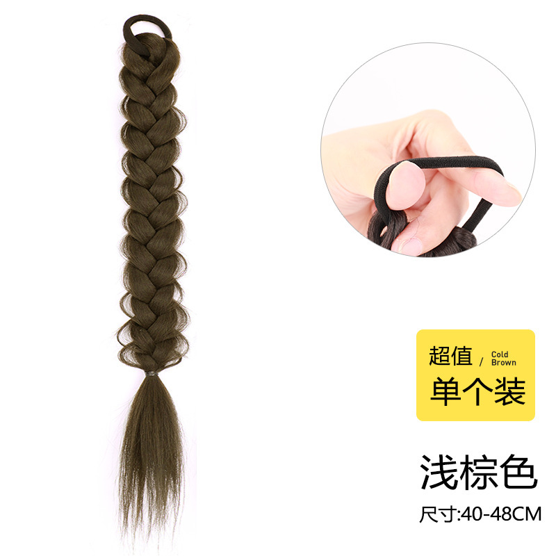 ウィッグ三つ編み女性用ヘアゴムレースダブルツイストハイポニーテールダブルブレイズロングブレイズローポニーテールグリッパーヘアアクセサリー|undefined