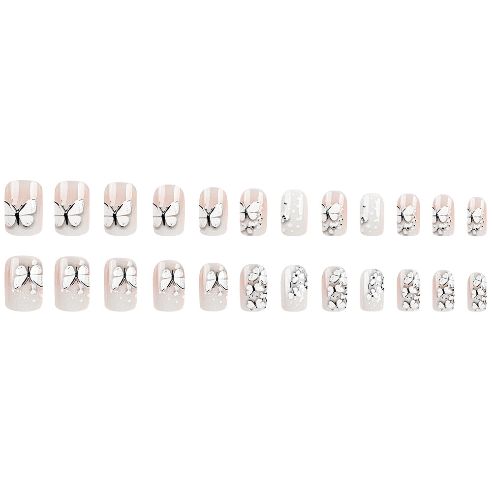 3D estereoscopio relieve mariposa manicure parche de uñas de color blanco gradiente transfronterizo venta caliente blanqueamiento desgaste de uñas