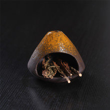 窑变陶秘鲁圣木小壁炉雪松鼠尾草燃熏炉托盘草杖熏香炉消磁扩香炉