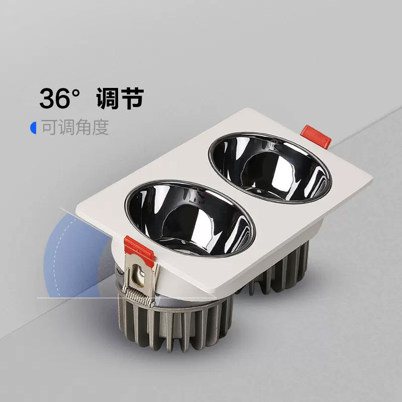 Spotlight pequeña colina de doble cabeza lámpara de rejilla empotrada antideslumbrante hogar comercial Full Spectrum COB lámpara de techo lámpara de cubo