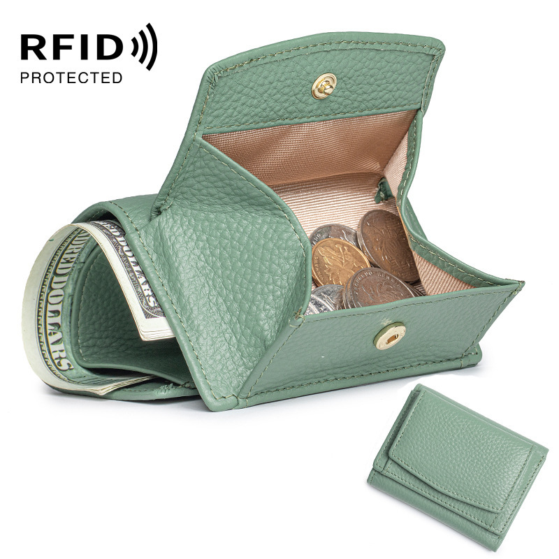Small Wallet Genuine Leather Women's RFID Card Holder Japanese-style Financial Cloth Three-fold Short Wallet Lightweight Mini Change Packaging Change Small Wallet Genuine Leather Women's RFID Card Holder Japanese-style Financial Cloth Three-fold Short Wallet Lightweight Mini Change Packaging Change