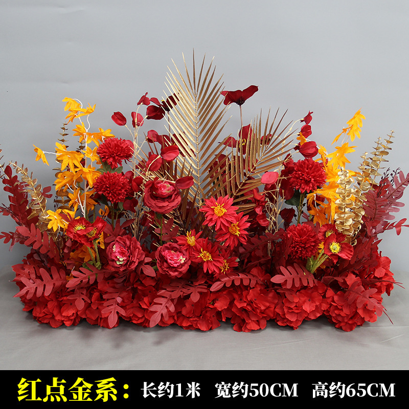 新商品の結婚祝いの大きいタイプの花を並べて絹の花の完成品の装飾をシミュレーションします。|undefined