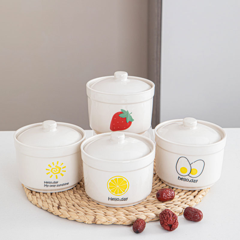 Taza de estofado de olla de barro guisada recta en agua, olla de estofado de una persona, olla de sopa con tapa, shaxian snack, nido de pájaro, olla de sopa hirviendo de cerámica