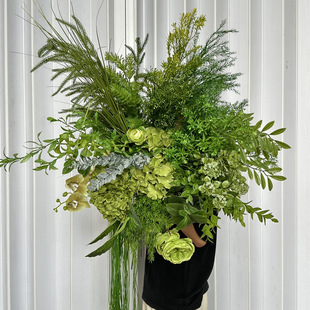 Green artificial flower Mori wedding leaf material wedding wedding hall flower arrangement road lead flower wall row High fake flower