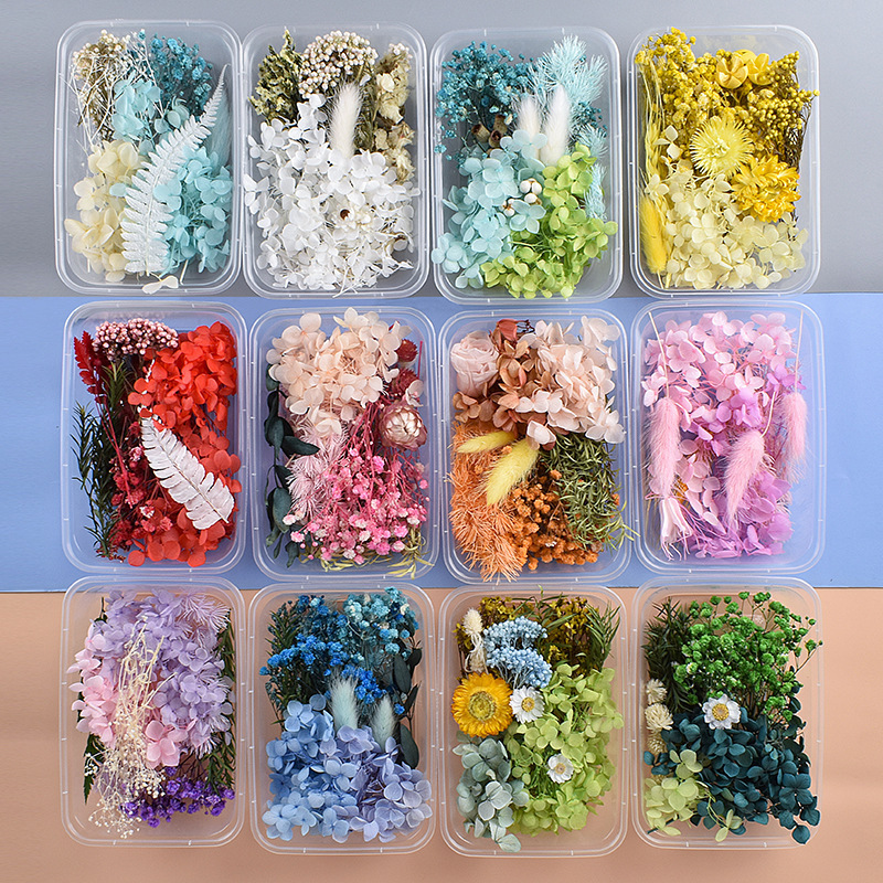 永生花ドライフラワーdiy材料箱入り混合模造花風乾手作り団扇キャンドルフォトフレーム装飾|undefined