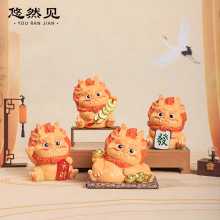 国潮创意生日礼物生肖龙文创市集潮玩展树脂装饰桌面狮子新年摆件