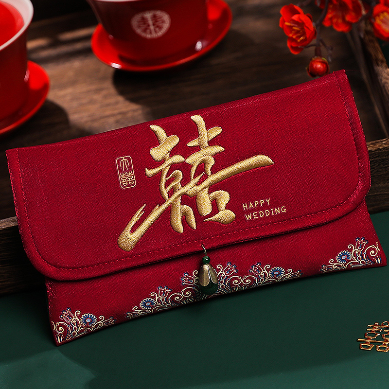 Red Packet Wedding 2024 New Model Red Packet Bag Wedding Tea Ceremony Change Mouth Fee 10000 Yuan One Pair Large Lucky Package Engagement