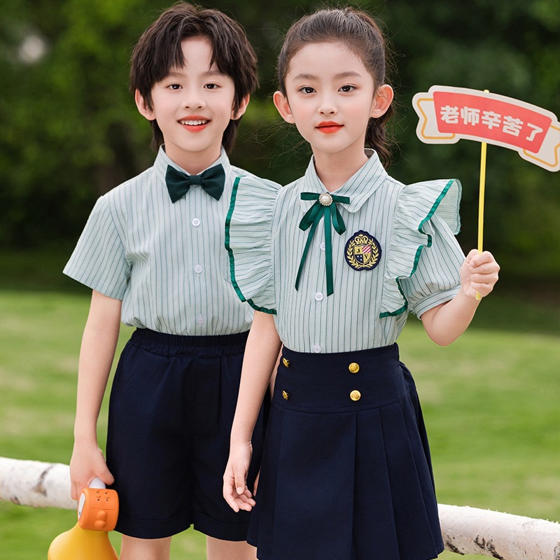 小学生校服夏季学院风衬衫套装幼儿园园服英伦风班服毕业班合唱服