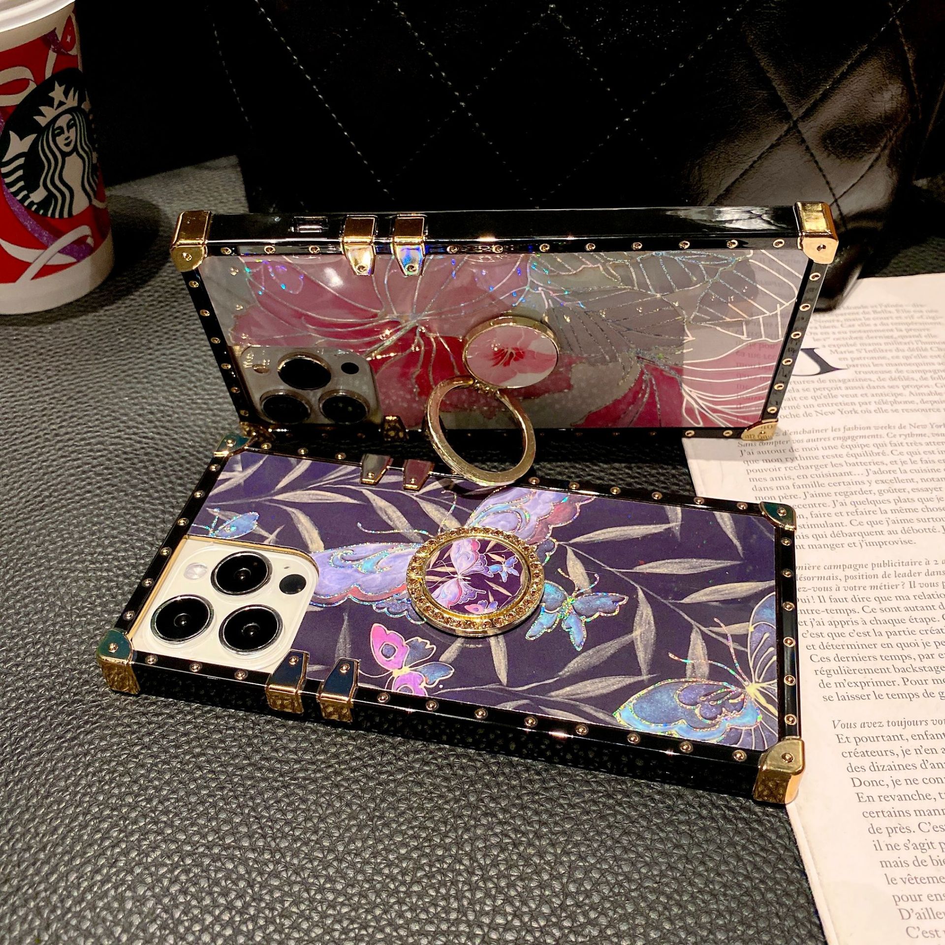 Phone Case With Butterfly And Pink Flower For Iphone 15 Pro Max_voghion.com