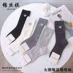 秋冬季新款女士高筒堆堆袜仿双针加厚女袜潮流ins风长筒小腿袜