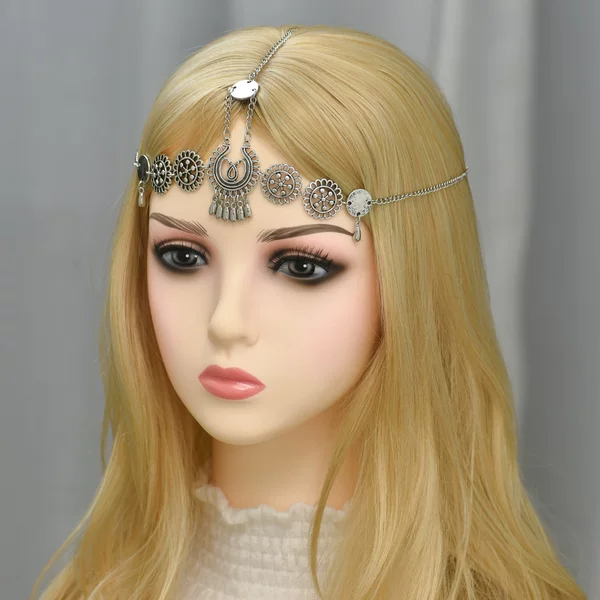 Cross-border European and American retro bohemian hair accessories, ethnic-style, unique headbands, metal tassel hairbands, and head chains