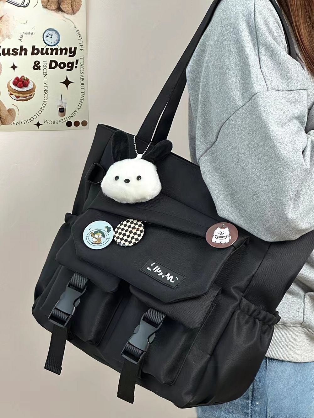 Japanese-style simple and versatile single-shoulder bag, soft girl handbag, student large-capacity tote bag for class commuting, girls undefined
