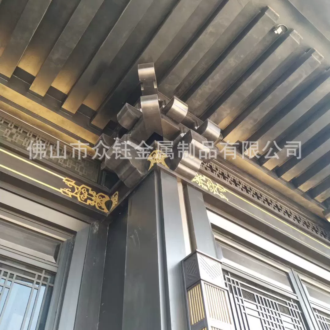 金属斗拱厂家售楼部门楼不锈钢仿铜古建筑装饰构件