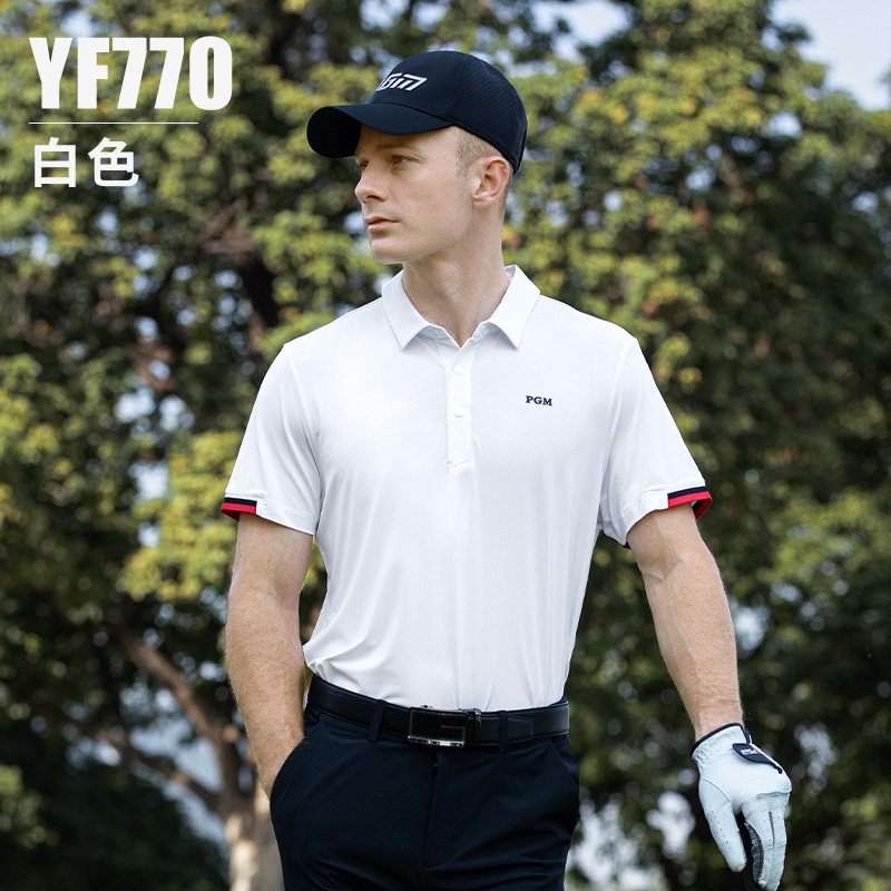 YF770-Tay ngắn màu trắng [Vải hút ẩm và nhanh khô/co giãn cao/cổ tay áo có gân]