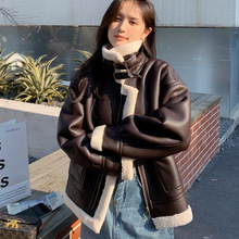 咖色皮毛一体羊羔毛外套女2025秋冬季新款韩版宽松加厚皮衣ins潮