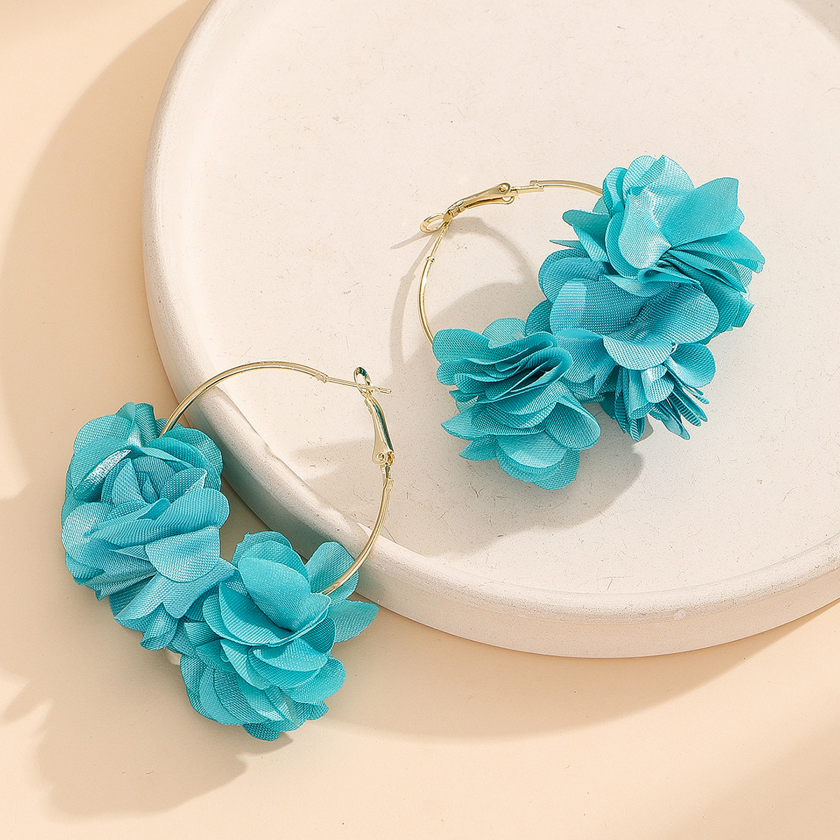 7g Weight Copper Ear Needle Material Earrings Classification 1 Pair Quantity Casual, Street, Shopping Occasion Flower Pattern All Seasons Season Women's Gender Vacation, Bohemian Style 1 Pair Vacation Bohemian Flower Cloth Earrings 10