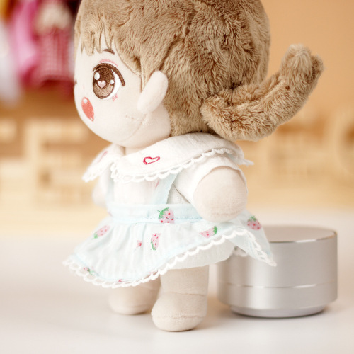 Cotton doll clothes chiffon strawberry suspender skirt 20 cm plush toy doll celebrity doll replacement baby clothes