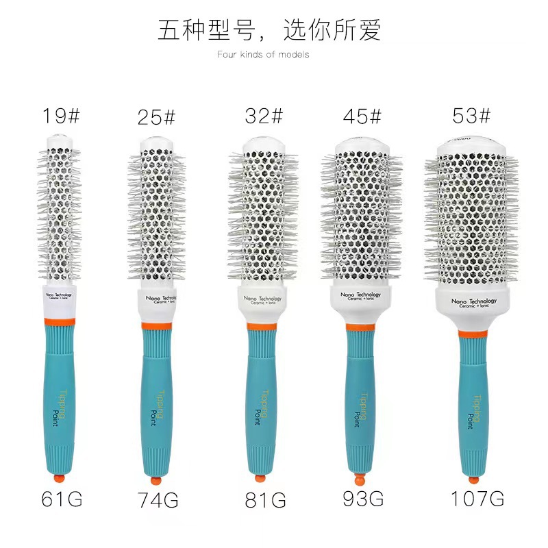 Peine de rodillo de tubo de aluminio de aire de cerámica conductora térmica transfronteriza para mujer, peine curvador cilíndrico, curvador de iones negativos, hebilla interior, peine de estilo de soplado