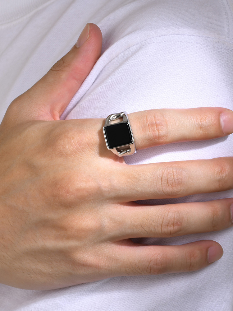 All Seasons Season Retro Classic Style Geometric Titanium Steel Men's Rings Punk Rings