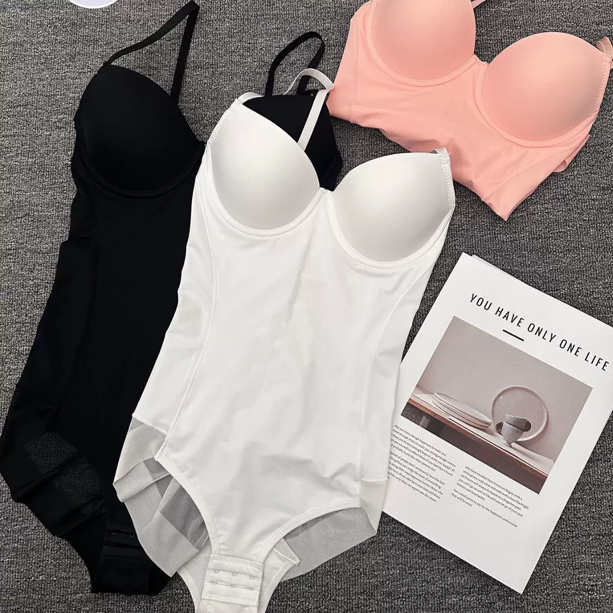 跨境爆款带文胸连体塑形托胸美体打底紧身内衣聚拢收腹束腰塑身衣