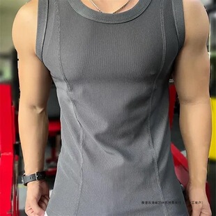 Fuyou Sleeveless T-Shirt Vest Slim Fit Muscle Texture Quick-Drying Sports Casual Fitness Wear Round Neck Tight