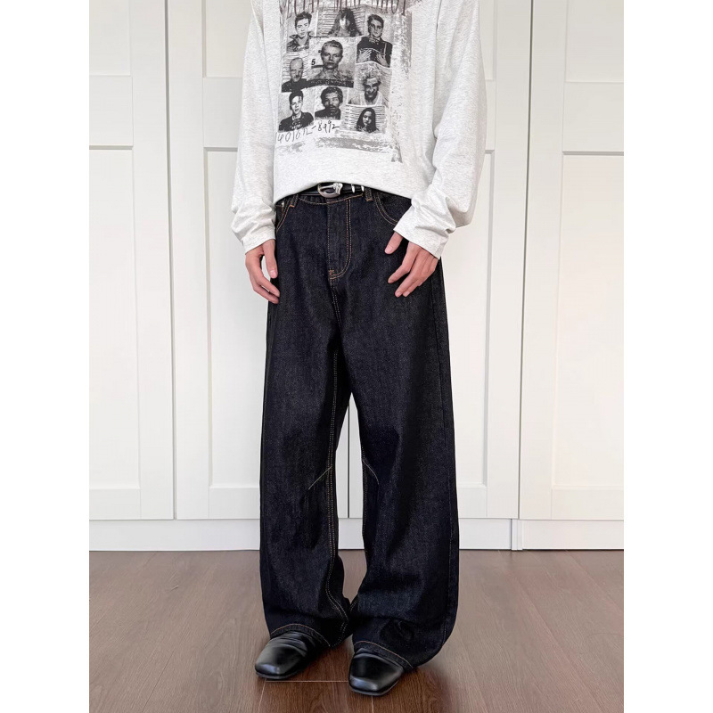 High-Waisted Straight-Leg Jeans for Women, 2026 New Autumn and Winter Style, Black and Gray, Drapey, Petite Narrow Wide-Leg Version