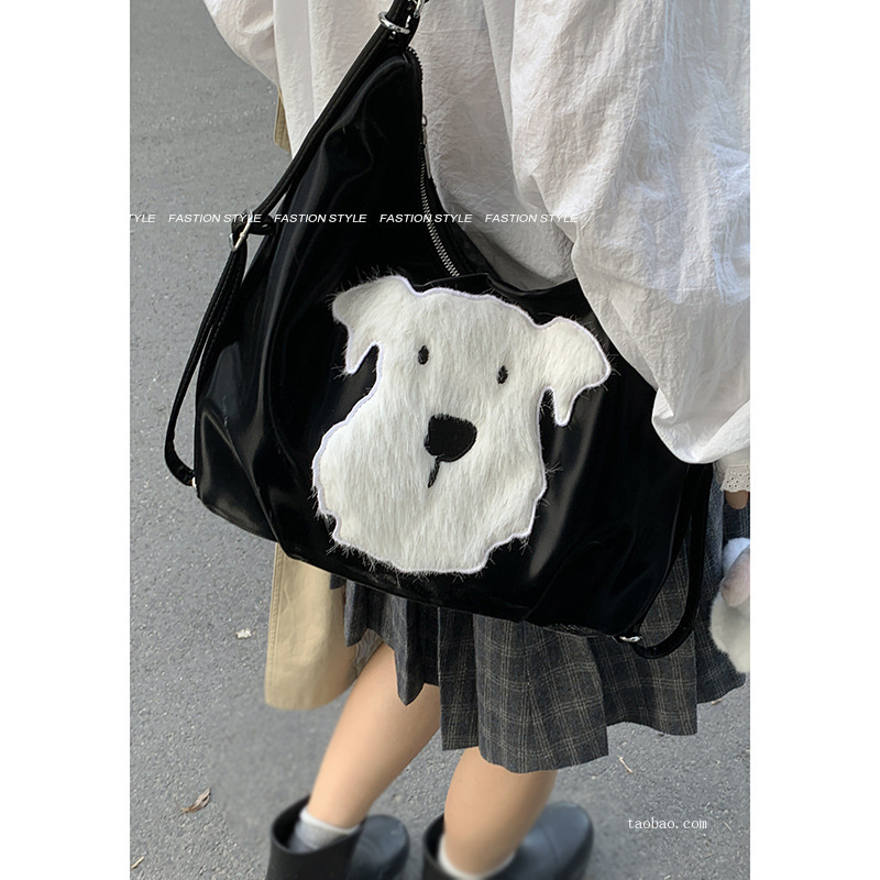 2024 New Trendy Cute Puppy Tote Bag Women's Bag Korean College Style Backpack Large Capacity Shoulder Bag