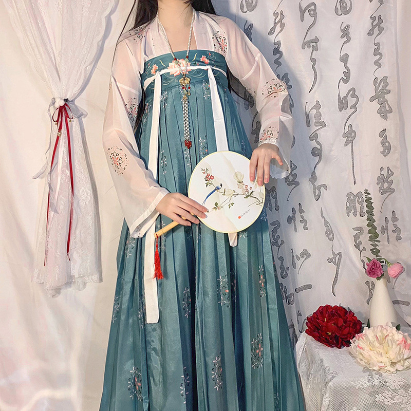 オリジナル本物の漢服女性中国風唐胸丈スカート夏スーパー妖精キャベツフルセット古代衣装|undefined