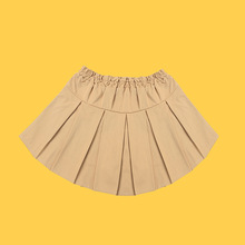 断码清仓6元儿童半身裙女童校服短裙卡其色红色工字皱短裙百搭款