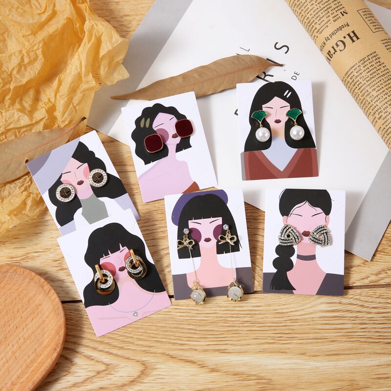 250g Weight Jewelry packaging cardboard Classification 1 Set Quantity Party, Date Occasion Human, Cartoon Pattern Cute Style Cute Human Cartoon Paper Jewelry Packaging Cardboard 无