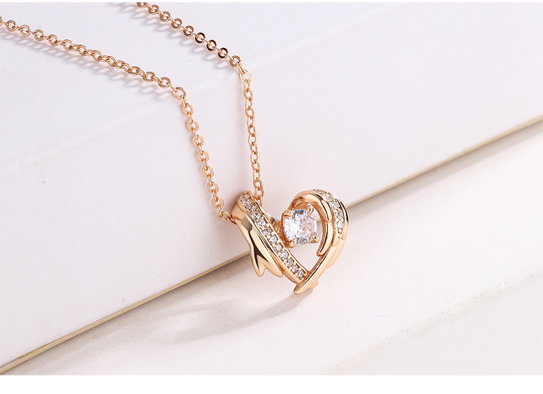 1 Piece Quantity Street Occasion 925 Sterling Silver Zircon Cable Chain Plating Inlay Heart Shape Pendant Necklace