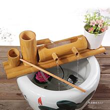 水景玄关摆件水车增氧石槽鱼缸竹子风轮喷泉过滤器加湿流水器鱼盆