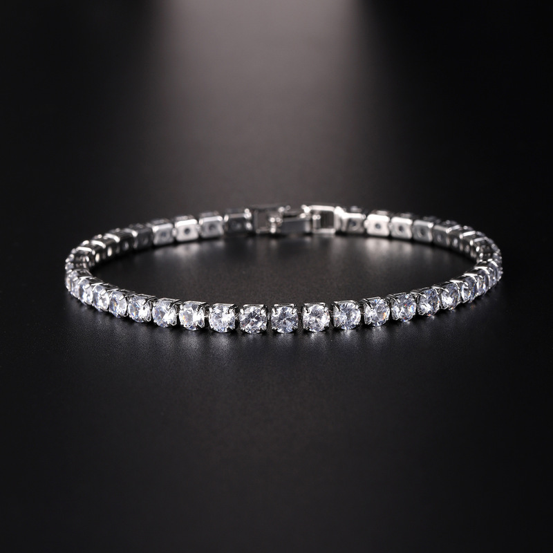 Cross-Border European and American Hip-Hop 4.0 Zircon Bracelet for Men and Women Amazon Hot-Selling Chain Simple Fashion Tennis Cross-Border European and American Hip-Hop 4.0 Zircon Bracelet for Men and Women Amazon Hot-Selling Chain Simple Fashion Tennis