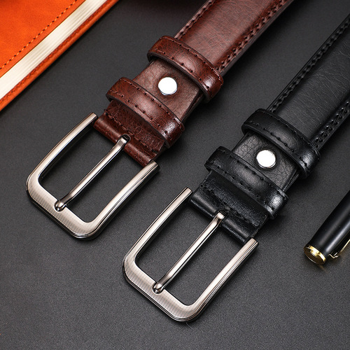Men's Simple and Versatile Fashion Belt with Pin buckle, suitable for young and middle-aged business and leisure, high-end casual style.