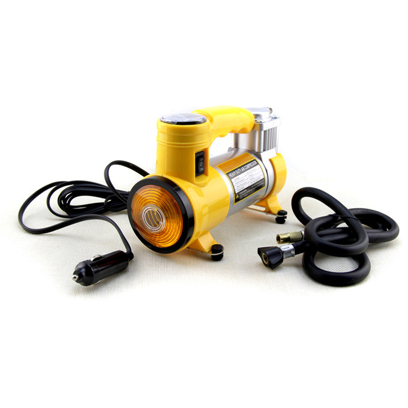 厂家批发车载充气泵 汽车轮胎打气泵12V带照明灯 金属车用礼品.