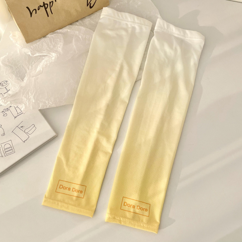 Nuevo gradiente de color protección solar manga de hielo manga de brazo impresa transpirable protección UV verano hielo seda alargada manga de hielo
