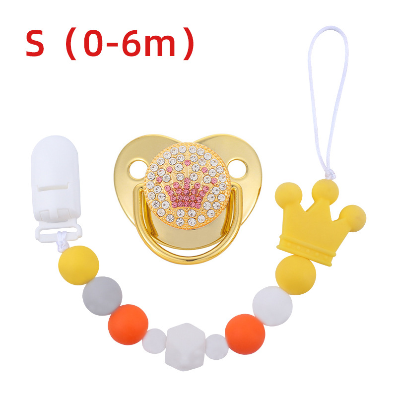 Bebé suministros corona chupete bebé silicona corona perlas mordedura chupete cadena anti-caída traje de cadena Nuevo