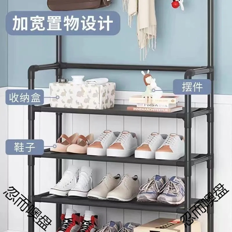 一体式衣帽鞋架多层家用门口落地挂衣架衣帽架鞋柜门口简易出租房|undefined